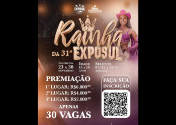 Inscrições abertas para concurso de Rainha da 31ª Exposul em Chapadão do Sul