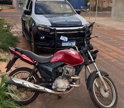 Motocicleta furtada é recuperada pela PM em Chapadão do Sul
