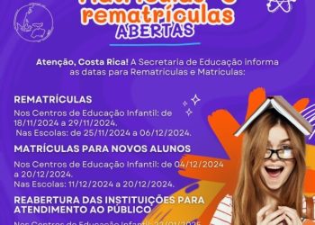 SEMED de Costa Rica-MS anuncia calendário de matrículas para 2025