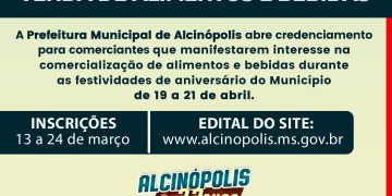 Comemorações dos 33 anos de Alcinópolis: inscrições abertas para vendedores