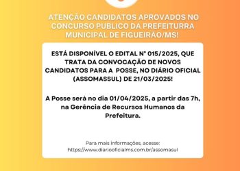 Prefeitura de Figueirão anuncia posse de aprovados em concurso público