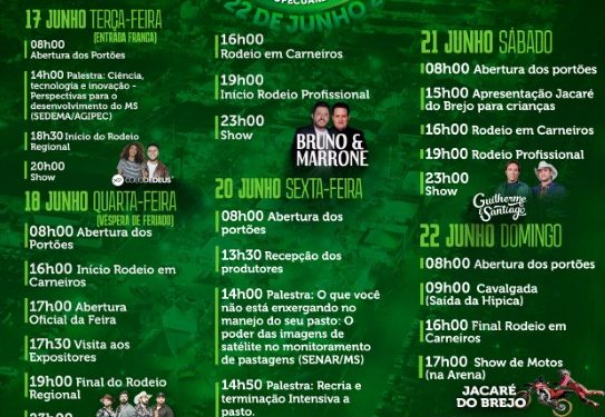 Exposul 2025: Programação completa do evento de Chapadão do Sul é divulgada