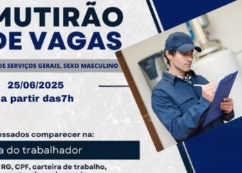 Costa Rica promove Mutirão de Vagas para Serviços Gerais nesta quarta-feira