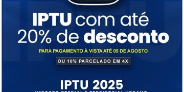 Prefeitura de Alcinópolis concede desconto de 20% no IPTU até 5 de agosto