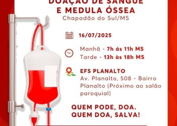 Secretaria de Saúde promove coleta de sangue e cadastro de medula em Chapadão do Sul