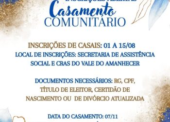 Prefeitura de Costa Rica promove Casamento Comunitário gratuito para casais