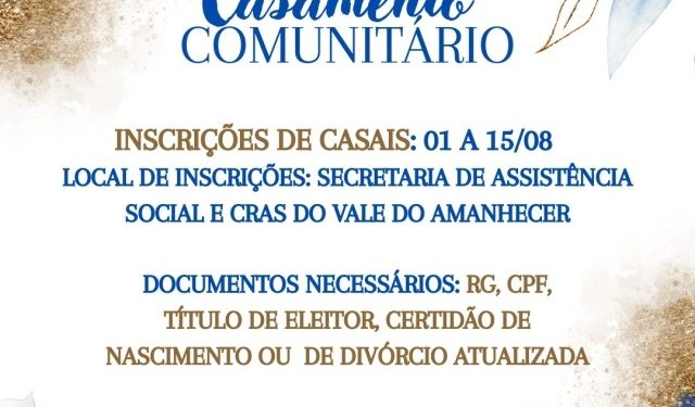 Prefeitura de Costa Rica promove Casamento Comunitário gratuito para casais