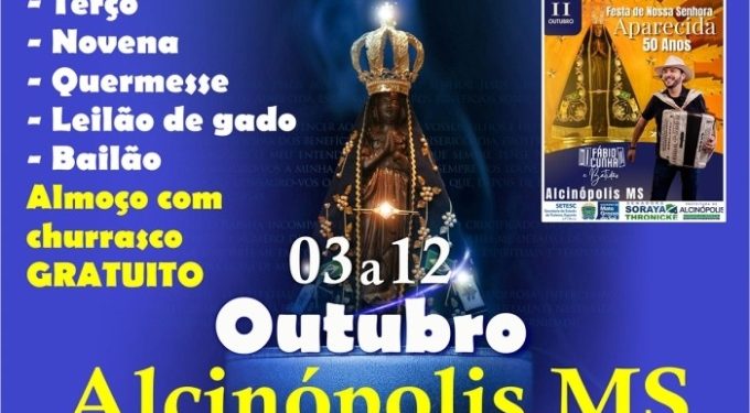 Alcinópolis prepara festa de 10 dias com terço, quermesse e almoço comunitário