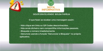 Chapadão do Sul alerta sobre falso cancelamento do Bolsa Família com cobrança de R$ 39,78 via PIX