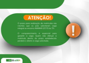 Chapadão do Sul encerra inscrições para vagas integrais na educação infantil nesta semana