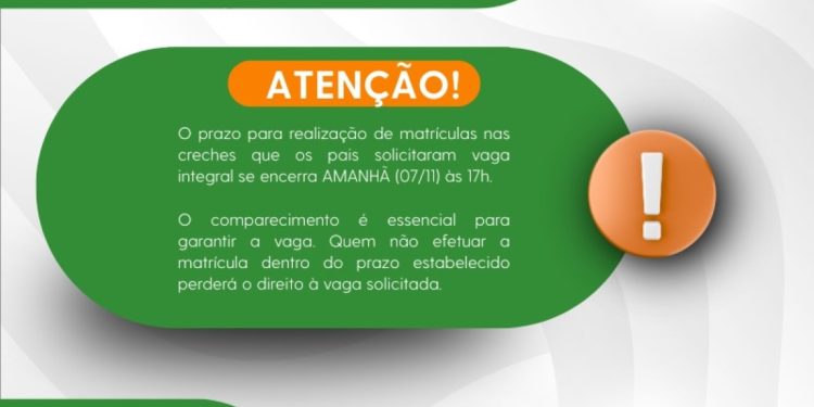 Chapadão do Sul encerra inscrições para vagas integrais na educação infantil nesta semana